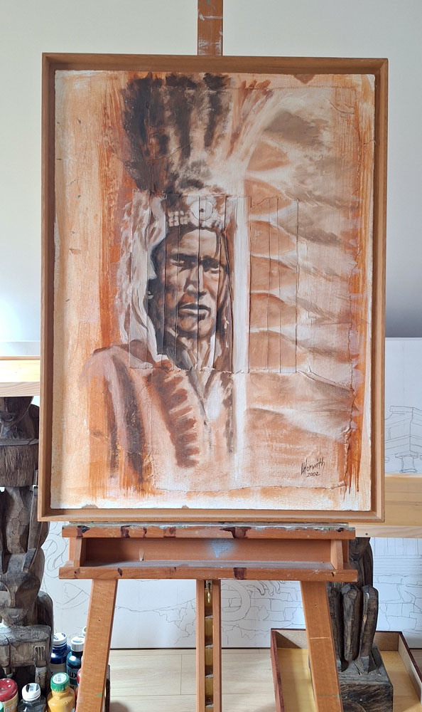 Piegan war - bonnet and coup - stick